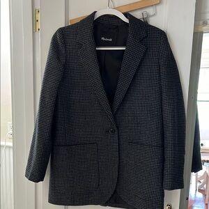 Madewell Charcoal and Black Checkered Blazer